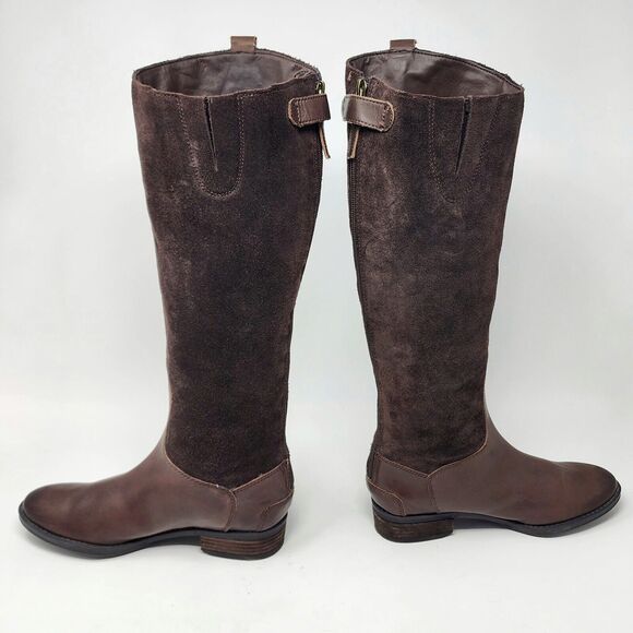 Sam Edelman Riding Boots Women 6M Pembrooke Brown Leather & Suede Full Zip - Picture 8 of 14